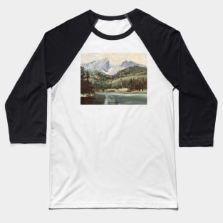 Mountain Vintage Oil on Canvas Lake Painting Baseball T-Shirt